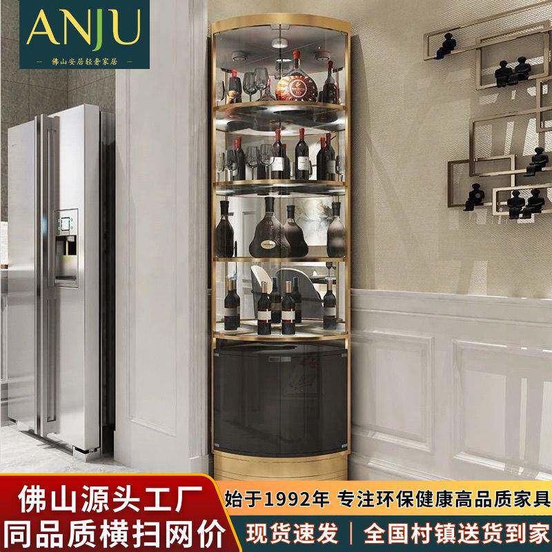碧桂园样板房轻家奢三角酒柜落地角靠墙展示柜客餐玻厅用转TMU璃