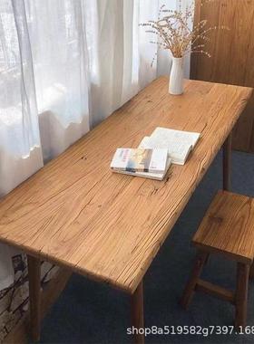 式喝老榆茶木茶桌FSN办公室装中饰老门板茶台实木桌待客办公桌椅