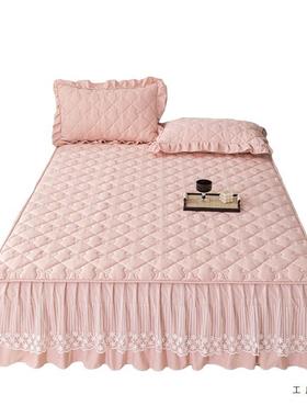 20件2GEE5新款原棉夹棉床裙式床摆罩三套花边遮丑下床单被套件罩