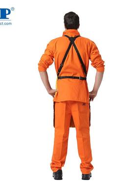 友盟P-610A1耐磨阻焊无品牌/工焊接用围裙全皮护连胸金黄色电焊体