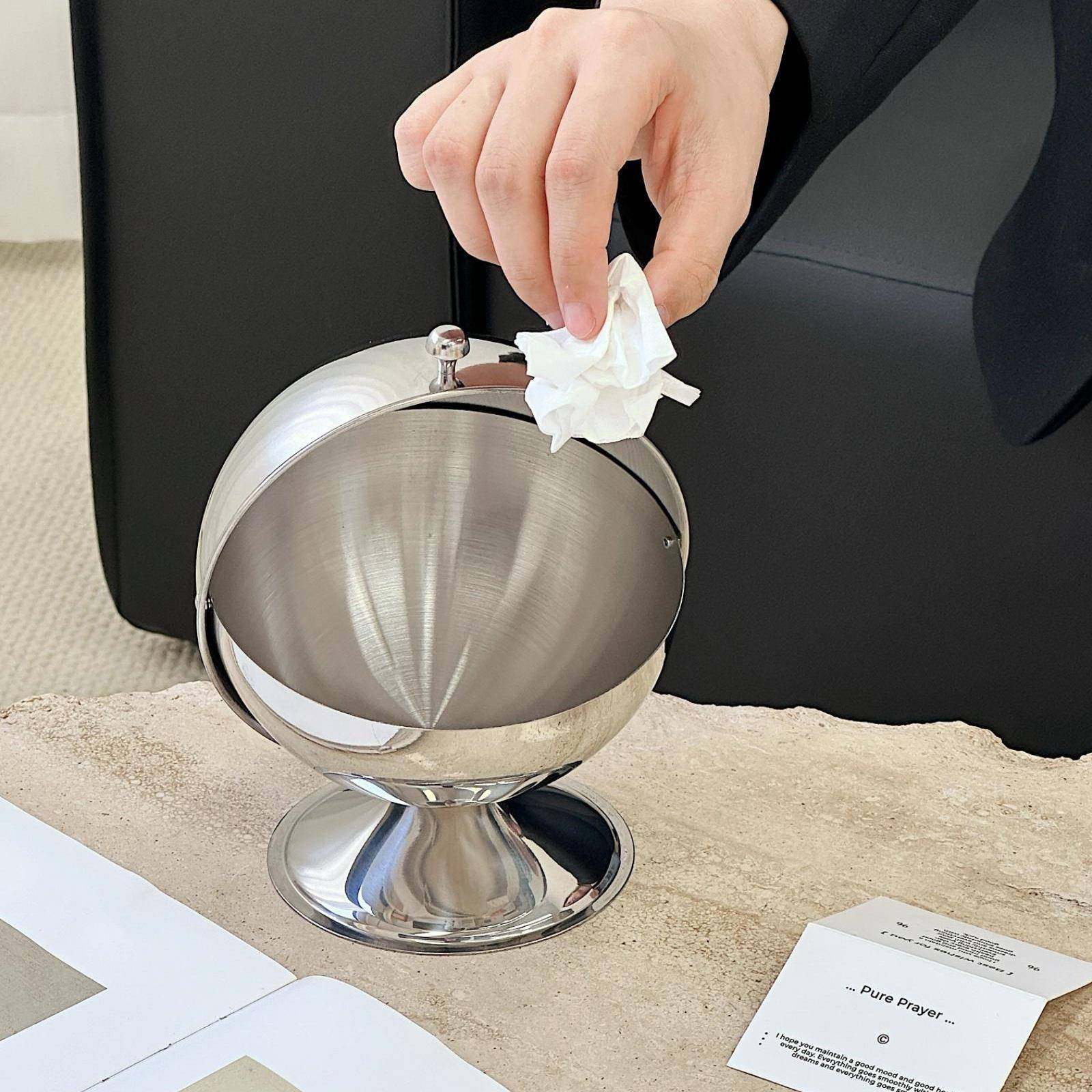 球形翻盖高颜值面垃圾桶茶家用客厅几轻奢不无品牌/面锈钢桌小号