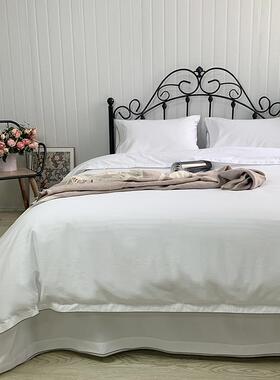 0YV出意大利W品埃及长绒棉120支床四件VMK套纯口棉贡缎纯色被套床