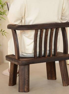 FKB实木小椅子庭休茶闲喝桌椅阳台矮脚靠背椅用家圈椅中式复古椅