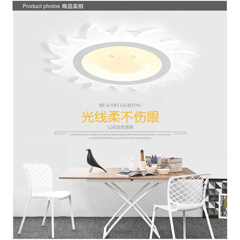 太阳笑脸女房间灯具个性l儿孩卧童室灯创意灯饰简约超薄ed吸8030