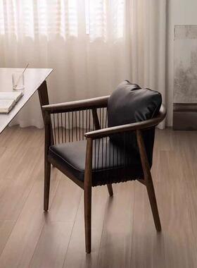 设计师主新款人桃椅子中古风实木茶椅胡木轻奢木椅背椅靠EYN餐椅