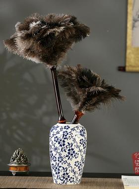 大漆筇竹家具紫竹编竹孔雀毛家鸵鸟毛除尘掸鸡毛VLT掸子防静用电