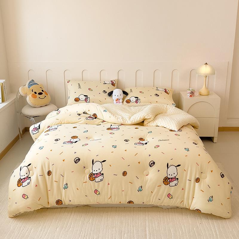 2025新冬款卡通豆针织棉豆NMX绒豆大被运动帕恰