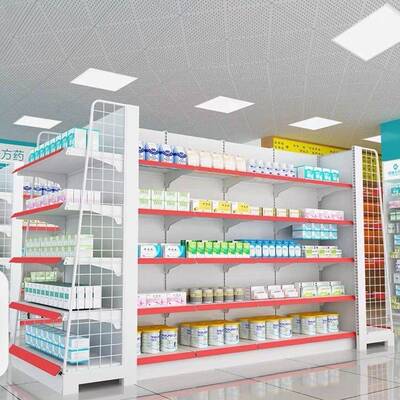 超市货架展示架便物店小卖双部51711商场货架商店多层单面洞利洞