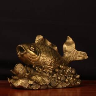 鱼杨铜铜记鱼铜EFP年年有余居办公家室铜鱼摆件