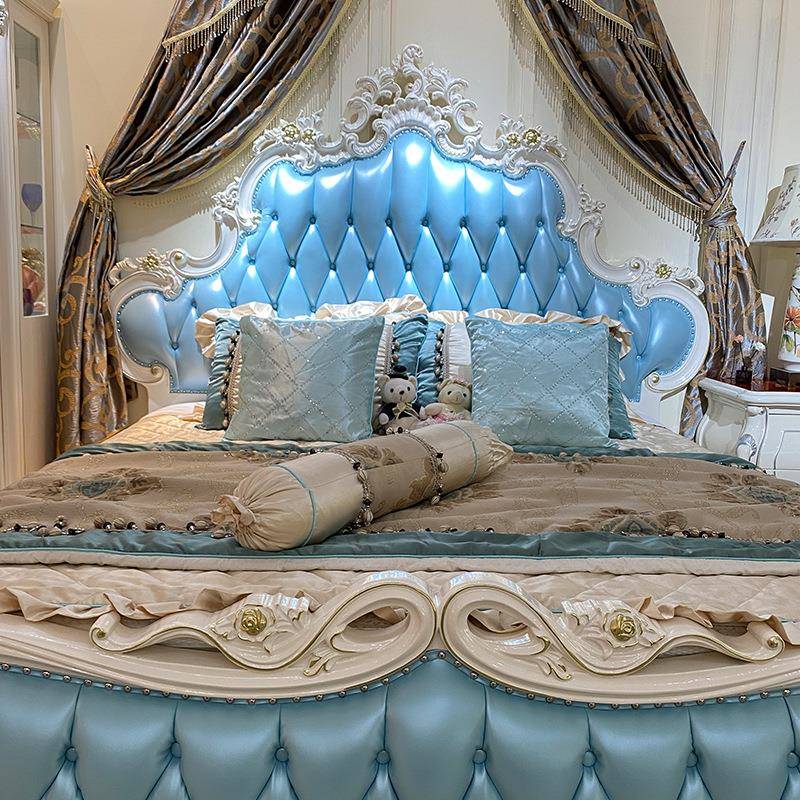 8欧式奢RJX华轻卧奢1.米婚床别墅主卧实木2米双室人床雕花公主床