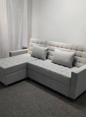 小户型布艺沙背发床休闲妃双人位贵椅组合靠可调储物功YXG能沙发