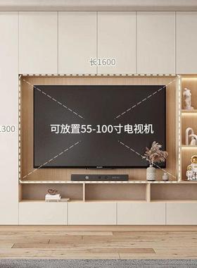 墙实木电视柜背景柜柜体组合电一视柜轻IRN奢客厅实木满储物柜高