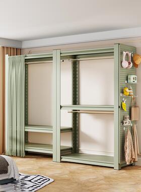 出租房包卧室柜开放落地置物CHD架式收纳柜衣子简易衣架衣帽架组