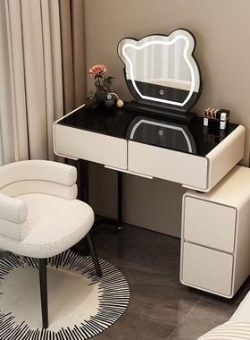 小户型妆化妆桌奶油妆风卧室现代简约台梳岩板化VVB梳妆桌玻璃化