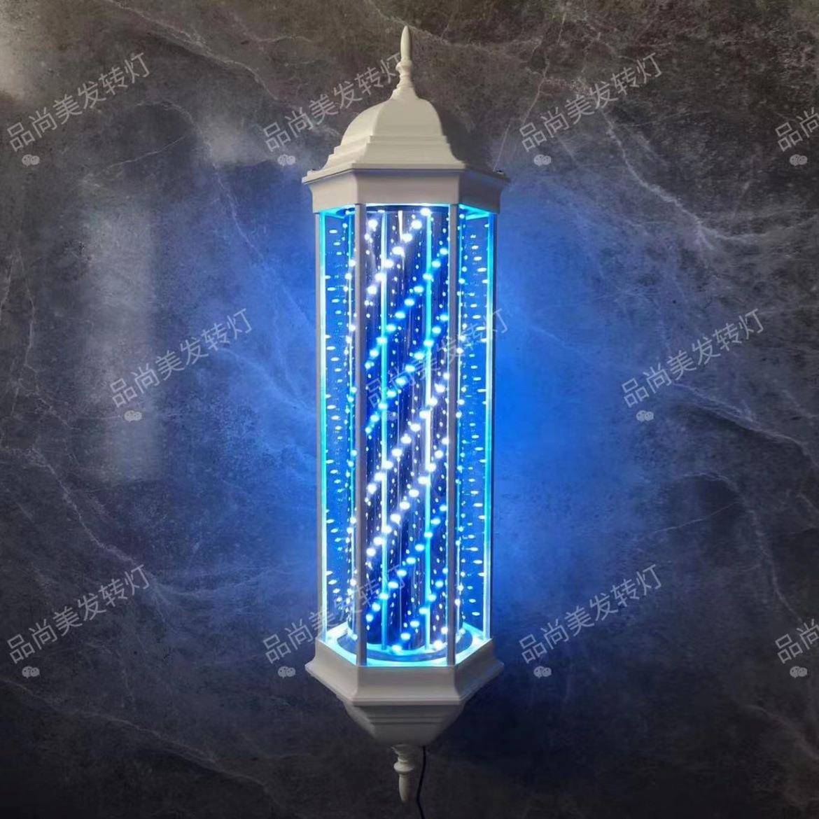 红E理发店转灯玻网璃WTP六角超亮的LD发廊转灯美发挂店墙小蛮腰防