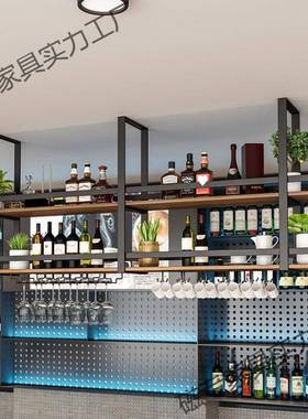 简约装物饰吊架板铁艺吊顶悬挂ZEM架置架吊挂层花架吧台悬挂吊柜