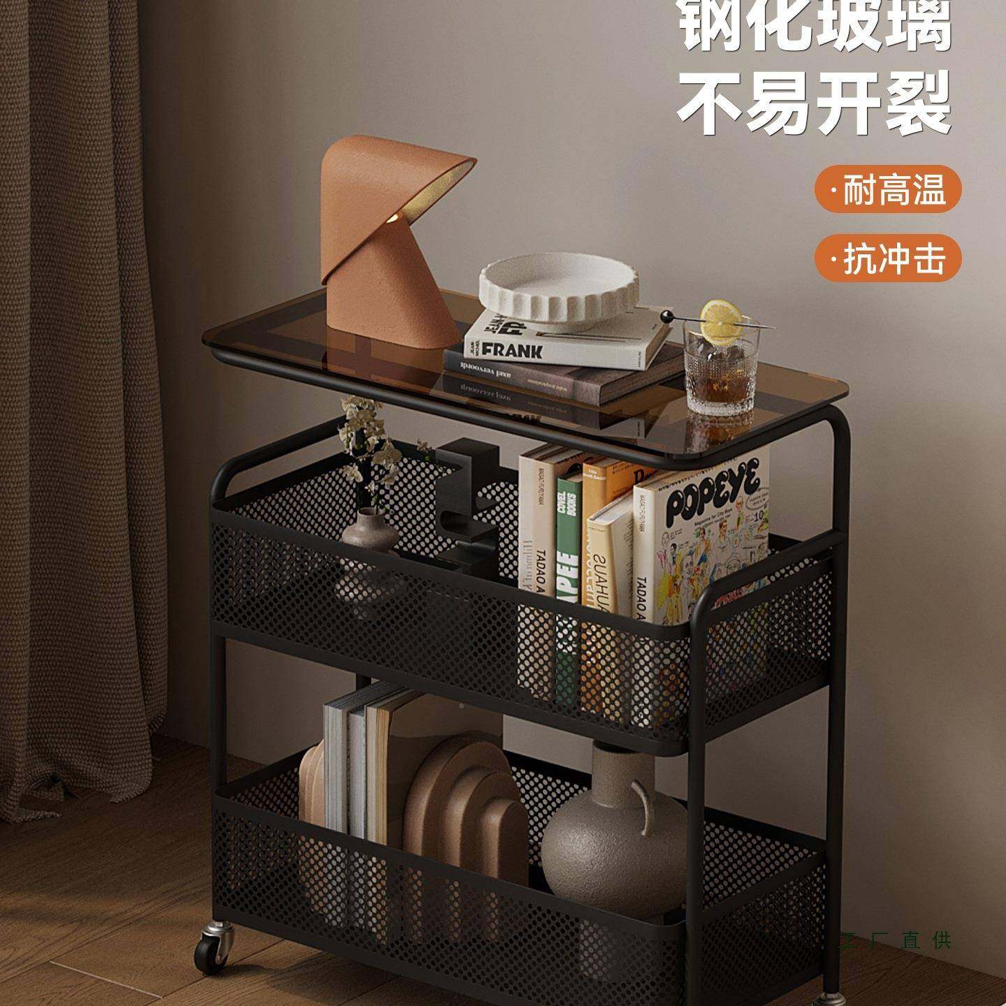 移动客厅小茶几中古风发侧边置物玻NOI璃边沙可几家用简约铁艺小,鲜花速递/花卉仿真/绿植园艺,其它园艺用品,淘宝优惠券,粉丝福利购,淘宝优惠卷