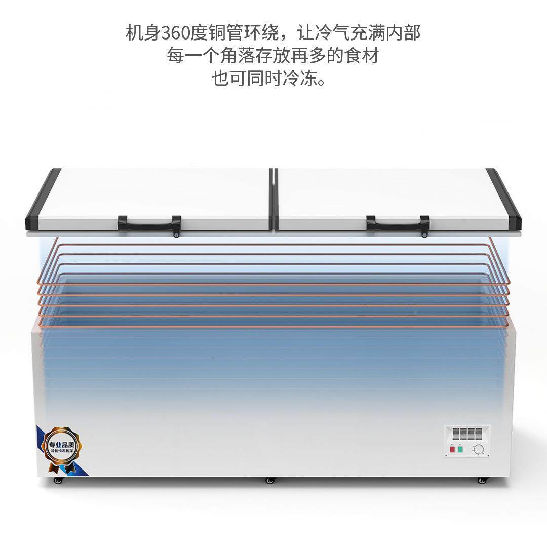 冰柜商大UMY容量冰箱家用保鲜冷冷冻两用铜管卧式藏冷柜单双温雪
