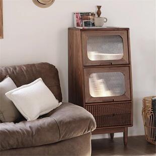 北立美UNU黑桃小木实木餐边柜现代简约樱桃木柜沙发胡边储物柜茶