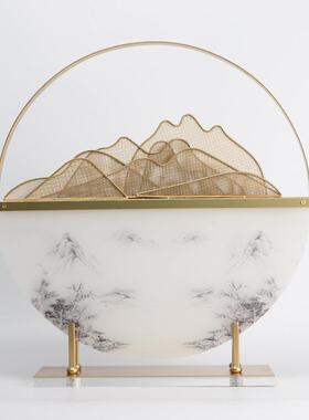 CHD新中式创意艺假山艺品客厅电视柜玄关件酒店办公铁桌摆软装饰