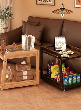 阳台小茶桌茶水茶柜置架可侧边柜物移动沙发VUS边几实木迷你台小