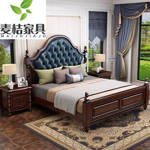 美式轻奢实木1床.8米人床主卧2米大床抽屉气压KQF箱双储物高软包
