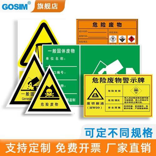 新GOSIM国一般固体废标物警示标识污水废气排放口ZFD标识牌可订购