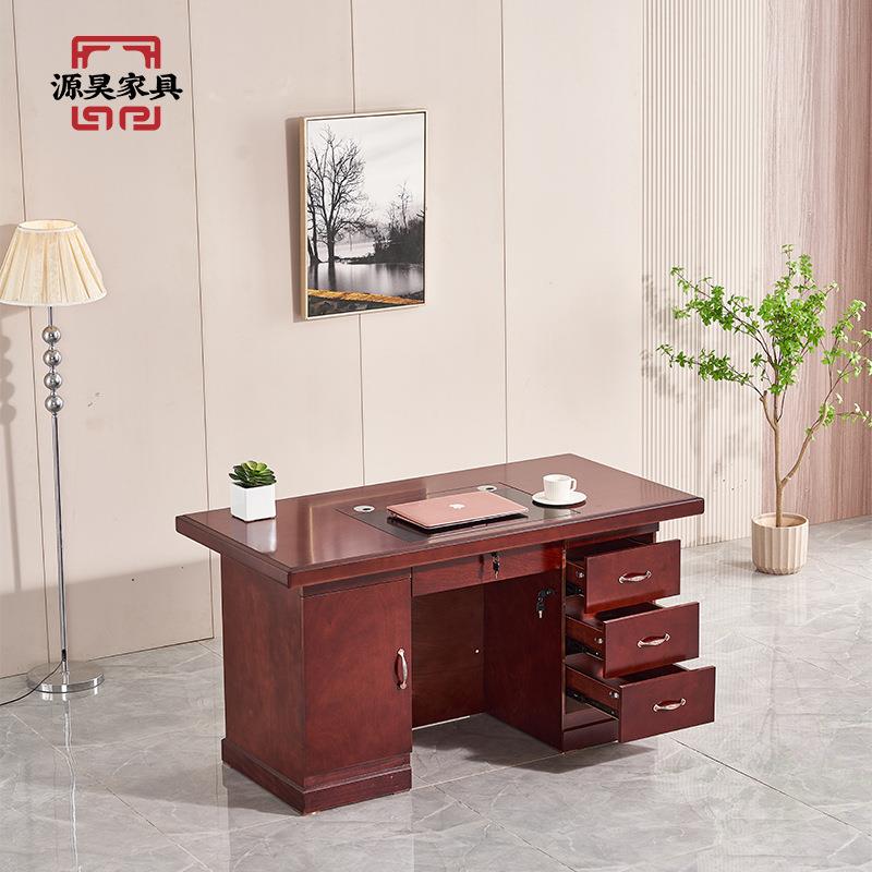 油漆实木皮办公BCU电桌简约现员代位1.2米单人办公桌椅组工合脑桌