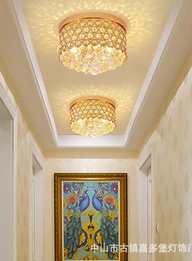 轻RYD水晶灯玄灯入户廊走过道灯关现代简约卧室灯餐厅奢圆形吸顶