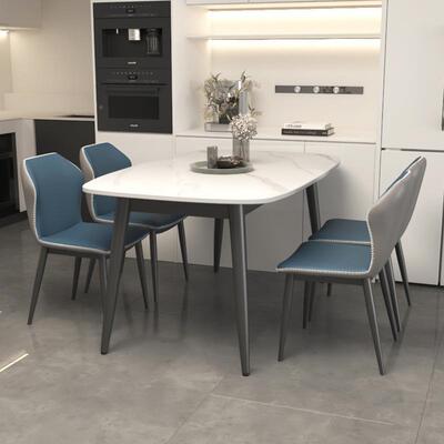 马RQX肚形岩用板餐桌椅现组合家小户饭型桌代简约轻奢哑光亮光桌