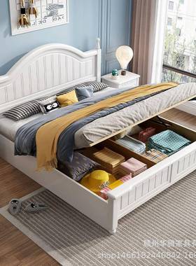 式JOJ全实木床简白色m现代约1.美8米双人主卧婚床1.5韩式田园公主