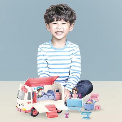 中玩文惯性应急救护车型儿ZPZ童模套装耐摔男孩女孩过家场景家具