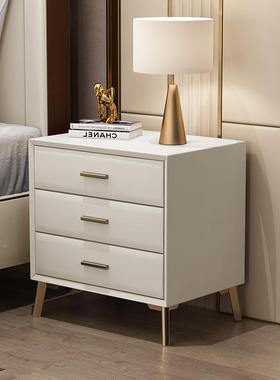 网红柜轻13958奢床头柜约现代家用卧储室实木岩板物小型床边收纳简柜子