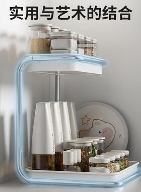 油风厨房调面料置物架台转角托盘奶双层调味料调味品收YRB调纳料