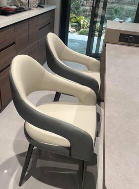 意式店轻奢餐椅家用舒适KSI空餐桌椅异形镂子酒餐厅休闲洽谈椅皮