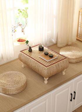 藤编日式ATY实木纳榻榻收米茶几飘小桌子台阳窗台窗塌塌米地台矮