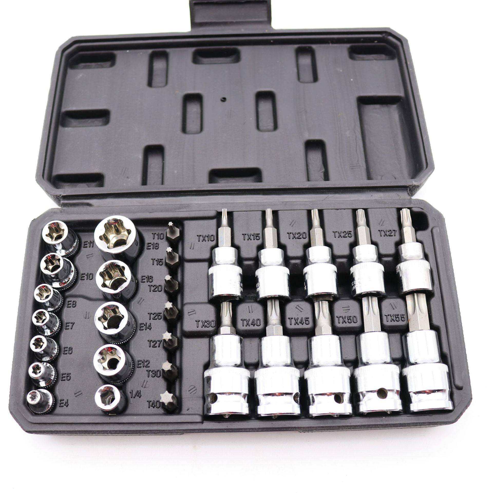 29件组套3/8中飞E型套筒星形套筒头子E4-E20内六梅花批头T10-T60