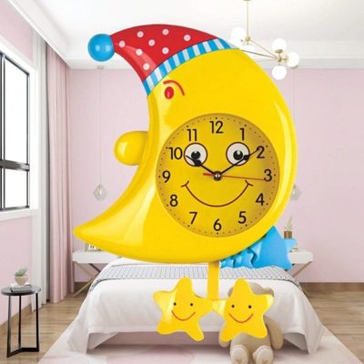 月亮型状挂钟儿童房挂钟幼儿园挂钟卡通挂钟G15801可爱时钟