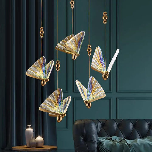 轻奢床头吊灯卧室后现代简约餐厅个性LED蝴蝶酒店网红吧台小吊灯
