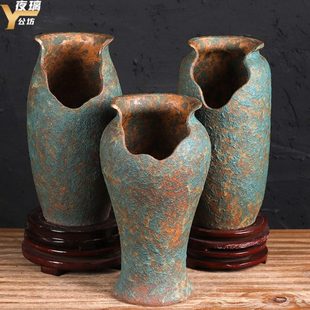 多肉法师花盆粗陶瓷大号口径陶罐打孔老桩切口花瓶萝卜冬瓜瓶摆件