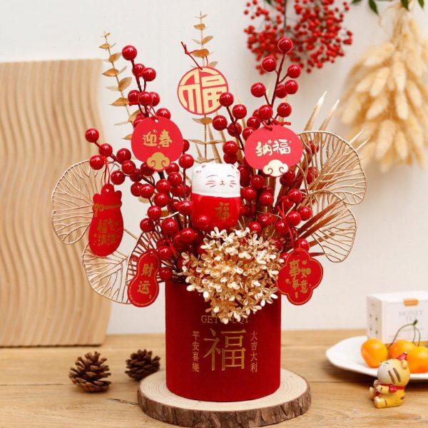 2024新年装饰年宵花抱抱桶乔迁新居福桶摆件桌面红红火火发财果,家居饰品,福桶,淘宝优惠券,粉丝福利购,淘宝优惠卷