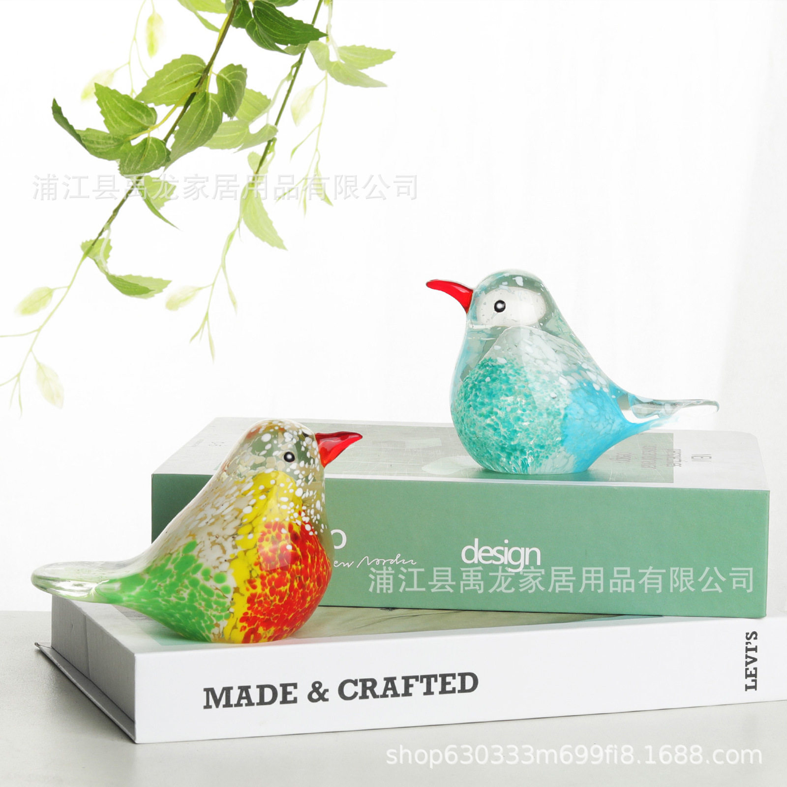 琉璃小鸟海豚工艺品摆件办公室内客厅书房玄关装饰摆件旅游纪念品