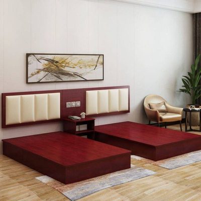 宾馆床酒店单间标间全套客房公寓民宿床定制电视行礼柜红色家具