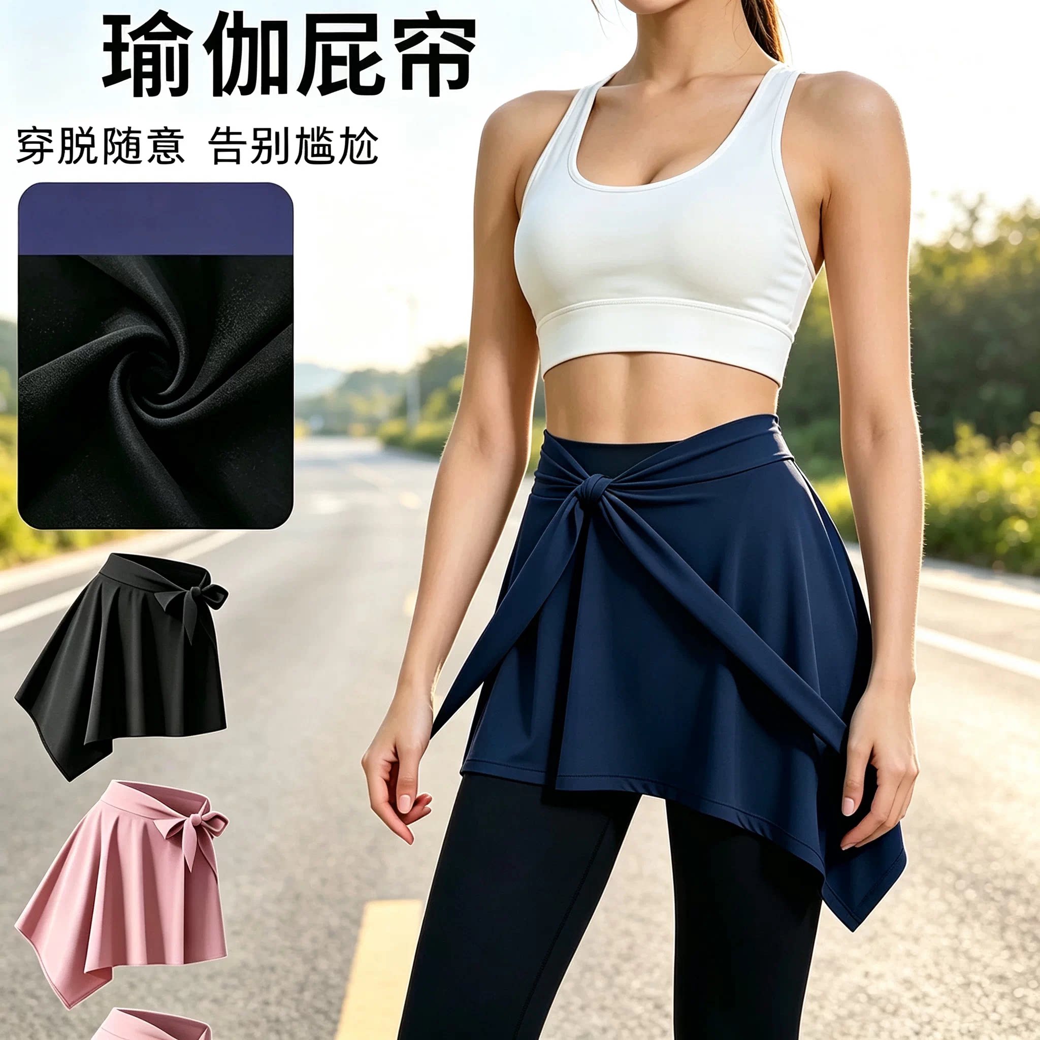 遮挡裙韩版高端屁帘女瑜伽裤遮臀薄款运动健身打底防走光半身裙摆