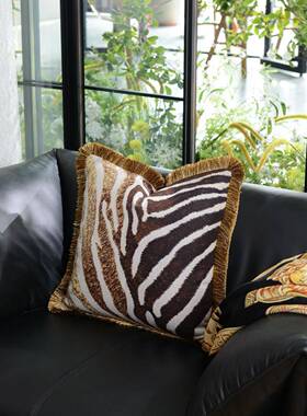 双酒店高档蒲面印花鹿皮绒KWZ范系抱枕靠垫圆沙形团家居摆饰发靠