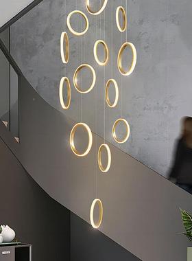 oft公寓楼梯现代简客厅灯别l墅复式楼挑高跃约层旋转351楼梯间吊