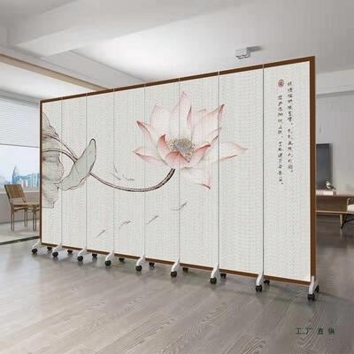 中式屏风隔断客厅卧室遮挡玄关可折移动墙叠公办室山水画仿古CUC
