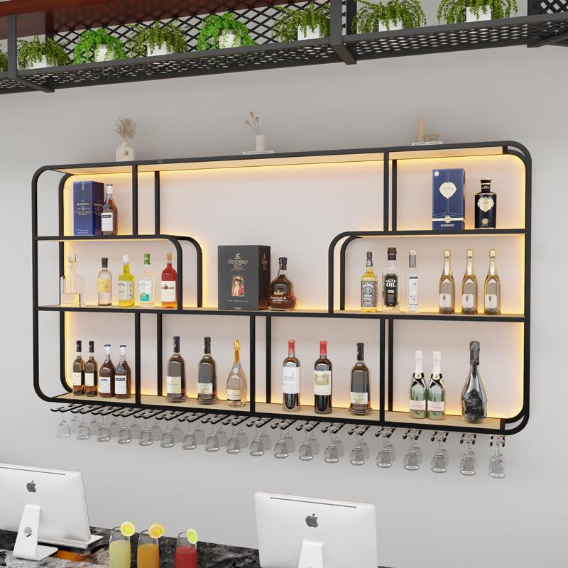 新酒款壁挂架IZH吧台墙店上红酒柜饮挂墙发光展餐示架台球馆置物