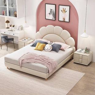 BBM609 1MGA117齐边网红花朵童床主实木男单人床女孩床公床儿儿童