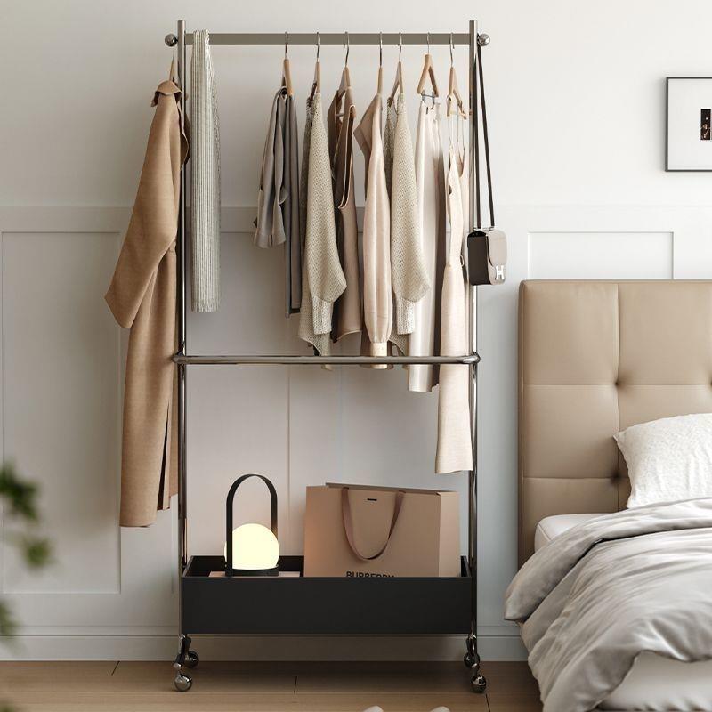 古卧不锈钢中衣帽架收纳可YFH室移动高档挂衣架家用落地隔夜次净